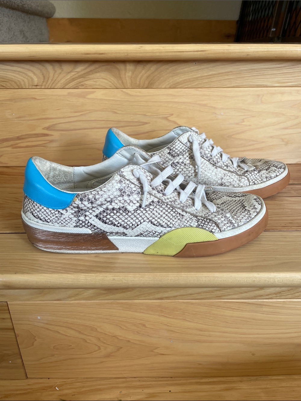 Dolce Vita Snake-Print Casual Sneakers with Blue, Gold and Yellow Accents